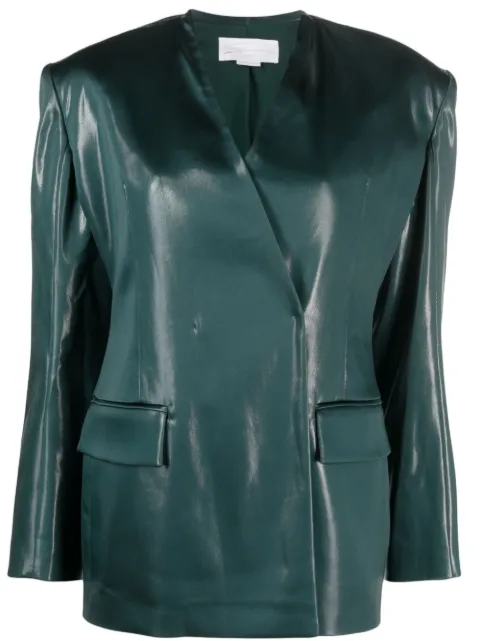 Genny asymmetric V-neck blazer Green 75AJQ571N0271