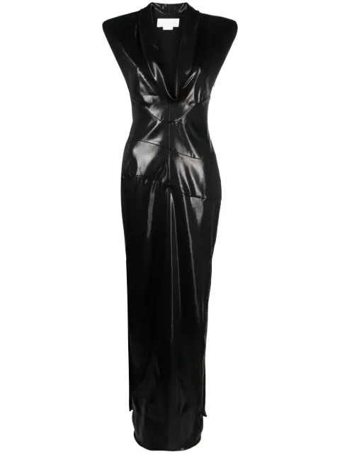Genny plunging V-neck long dress Black 75AJO46PN0271