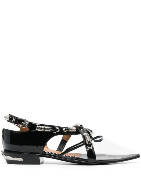 Toga Pulla ring-detail leather ballerina shoes Black AJ1242