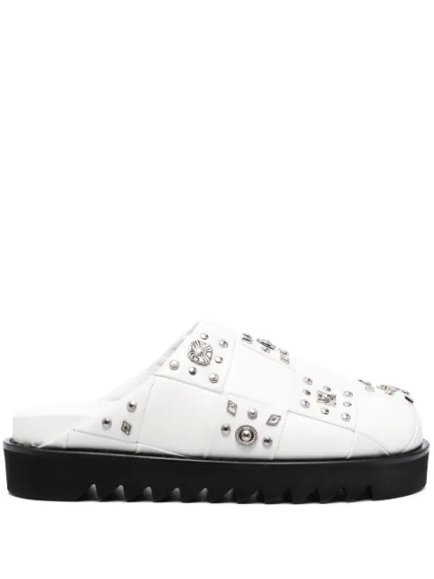 Toga Virilis stud-embellished leather slippers White AJ1247