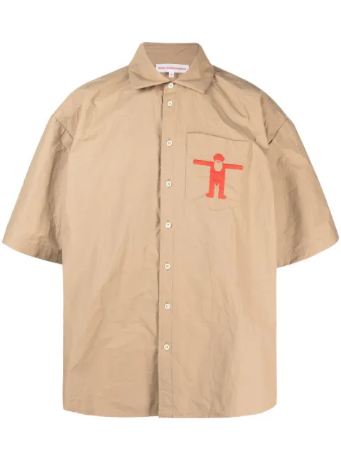 Walter Van Beirendonck Star logo-print oversize shirt Brown 6004