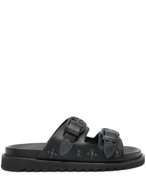 Toga Pulla stud-embellished leather slides Black AJ844