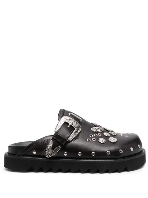 Toga Virilis studded leather slippers Brown AJ1066