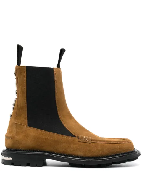 Toga Virilis stud-embellished suede boots Brown AJ1254