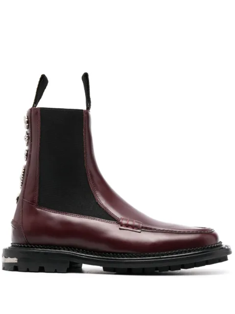 Toga Pulla stud-embellished leather ankle boots Red AJ1244