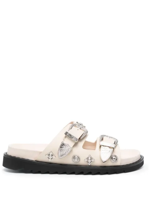 Toga Pulla stud-embellished leather slides Neutrals AJ844