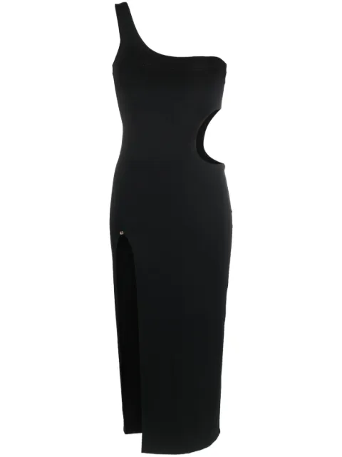 NISSA one-shoulder cut-out midi dress Black RZ14659BLACK