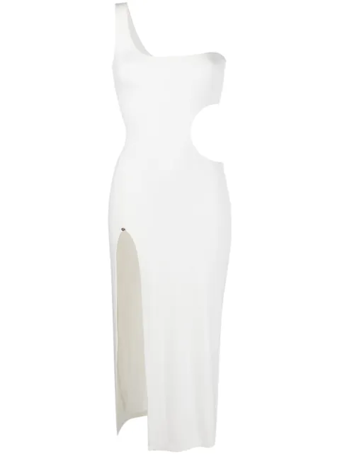 NISSA one-shoulder cut-out midi dress White RZ14659