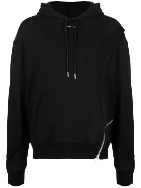 HELIOT EMIL zipped organic cotton hoodie Black HEM08045C01BLK01