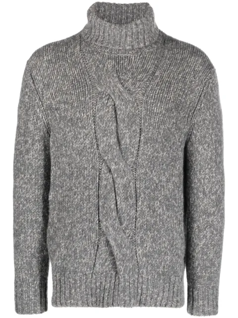 Brunello Cucinelli cable-knit roll-neck sweater Grey M22300303C1209