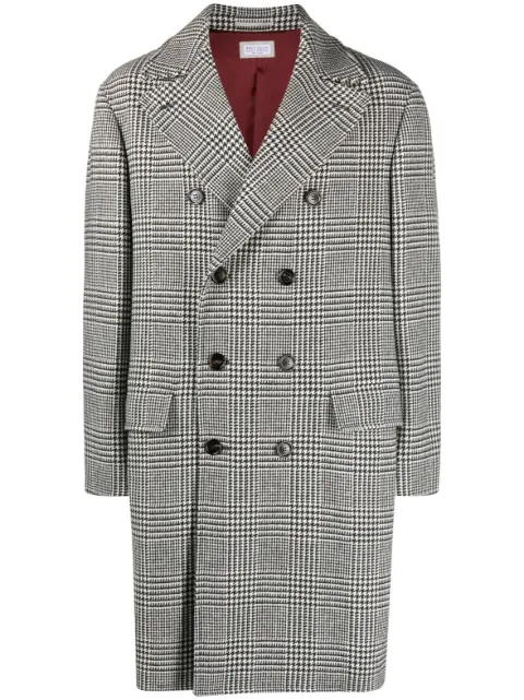 Brunello Cucinelli double-breasted checked coat Black MY4169133C001
