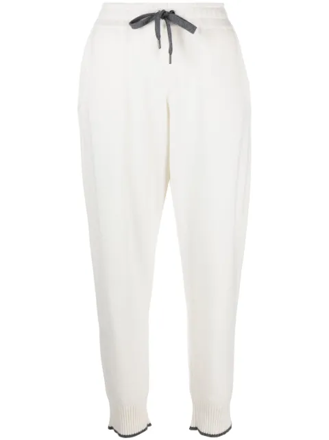 Brunello Cucinelli tapered-leg cashmere track pants White M12718189C159