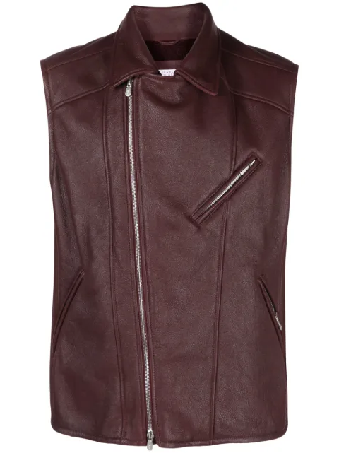 Brunello Cucinelli sheepskin biker vest Red MPMLR1981C8855