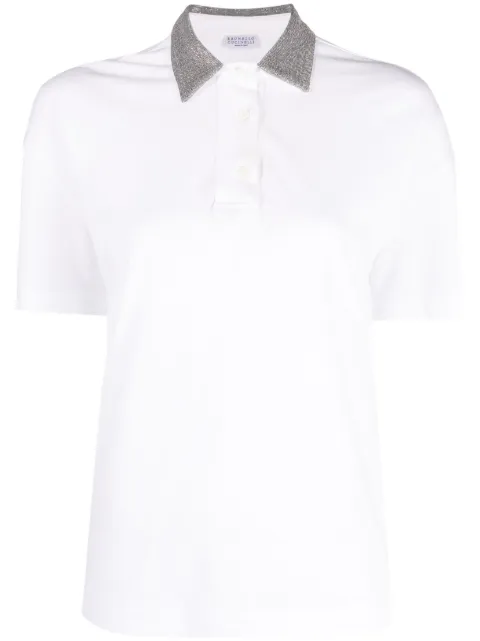 Brunello Cucinelli stud-embellished cotton polo shirt White M0T63BG605C6159