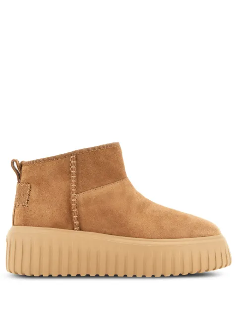 Hogan logo-patch suede boots Brown HXW6450FF90BTM