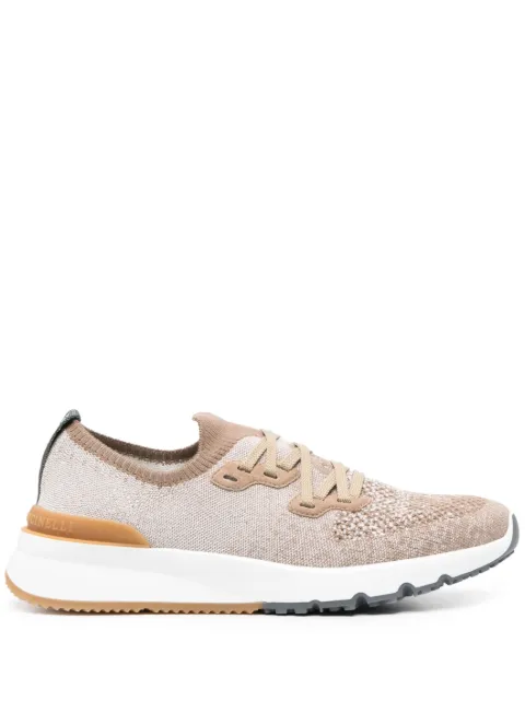 Brunello Cucinelli mesh-panel lace-up sneakers Brown MZUKISO250CYP09