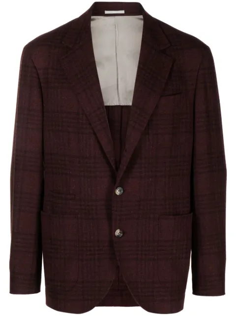 Brunello Cucinelli single-breasted tartan frieze blazer Red MY4377BNDC008