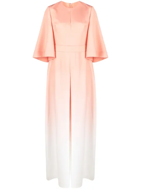 Elie Saab gradient-effect silk jumpsuit Orange 15198