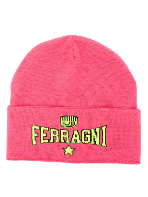 Chiara Ferragni intarsia-knit logo beanie Pink 75SBZK34ZG218