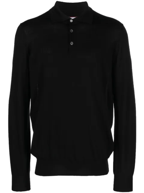 Brunello Cucinelli long-sleeve virgin wool polo shirt Black M2400295CH101