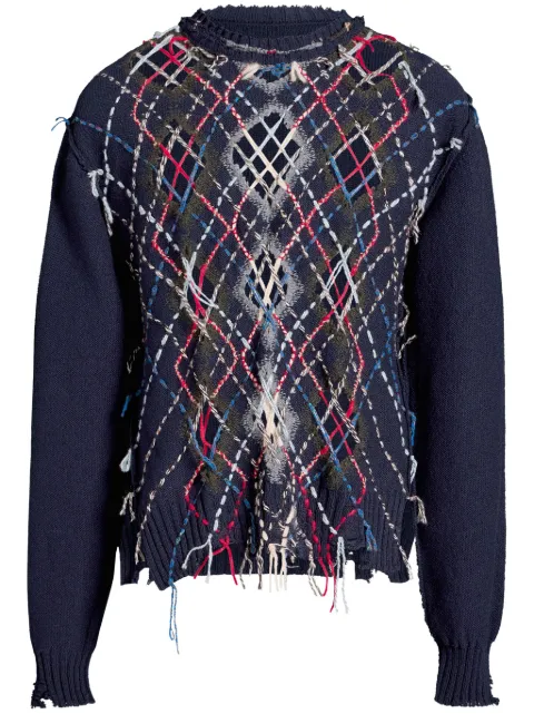 Maison Margiela cut-out intarsia-knit jumper Blue S67HL0001S18327