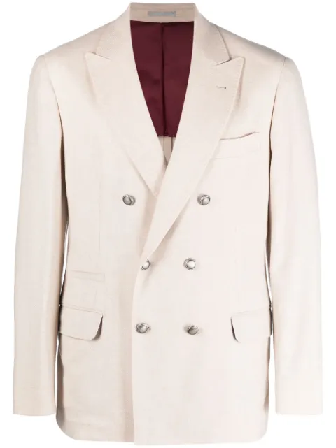 Brunello Cucinelli peak-lapel double-breasted blazer Neutrals MN4857BPDDC005