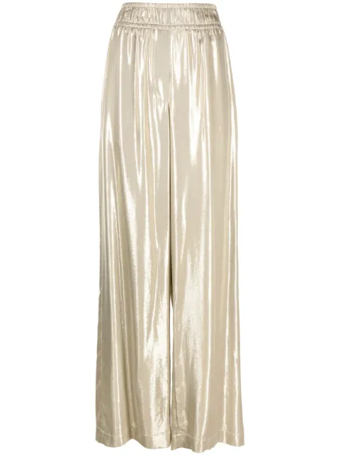 Brunello Cucinelli wide-leg metallic-effect trousers Gold MA768SV899C3529