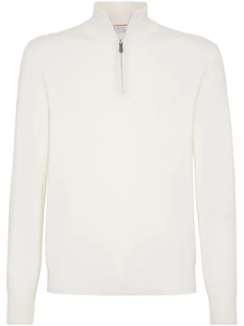 Brunello Cucinelli funnel-neck cashmere polo shirt White M2200124CO312