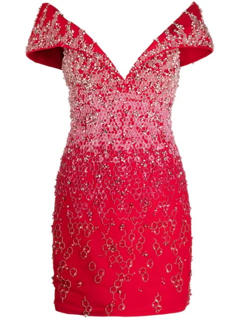 Saiid Kobeisy Canton beaded off-shoulder dress Red CAPS2338