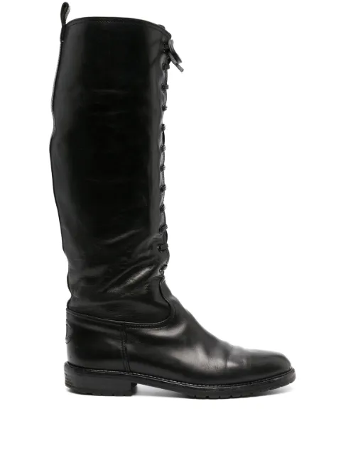 CHANEL Pre-Owned 2000s lace-up knee-high boots Black CHAN1800X