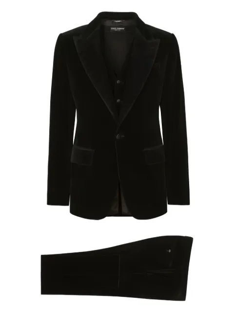 Dolce & Gabbana single-breasted 3 piece velvet suit Black GKTLMTGG844