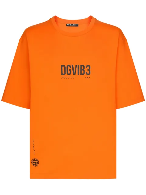 Dolce & Gabbana DGVIB3 slogan-print cotton T-shirt Orange G8PB8TG7K3F