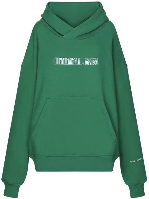 Dolce & Gabbana DGVIB3 logo-print cotton hoodie Green F9R71TG7K3E