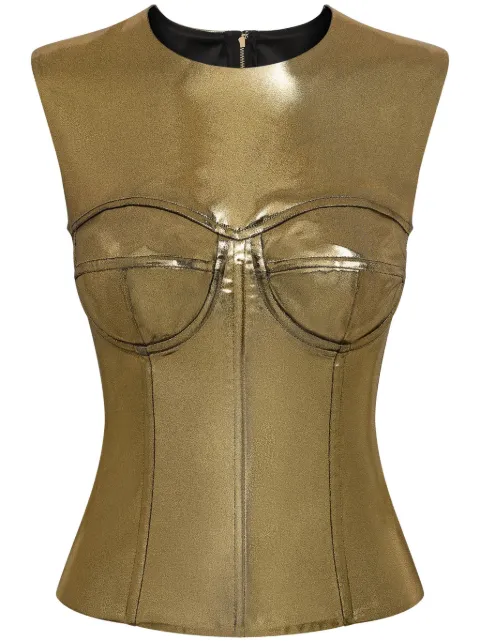 Dolce & Gabbana metallic sleeveless top Gold F79BSTFURMT