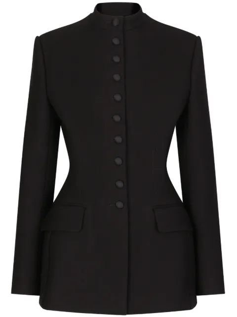 Dolce & Gabbana band-collar single-breasted blazer Black F26W6THUMTB