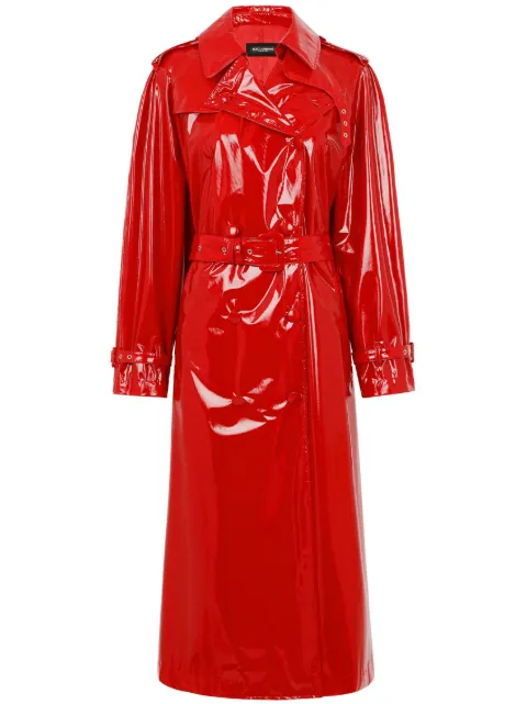 Dolce & Gabbana storm-flap patent trench coat Red F0Z66TFUSGD