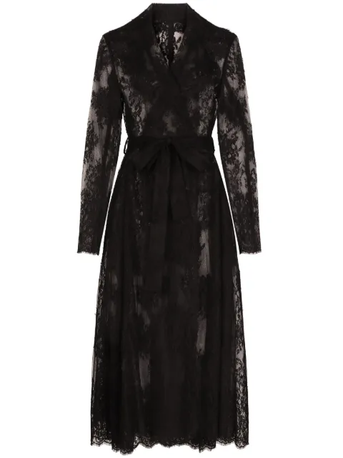 Dolce & Gabbana lace-panel long-sleeve coat Black F0W0KTHLMO7