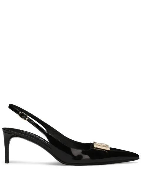 Dolce & Gabbana 60mm logo-plaque slingback pumps Black CG0710A1037