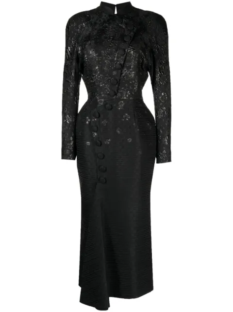 Saiid Kobeisy brocade-effect long-sleeve dress Black CAPS2353