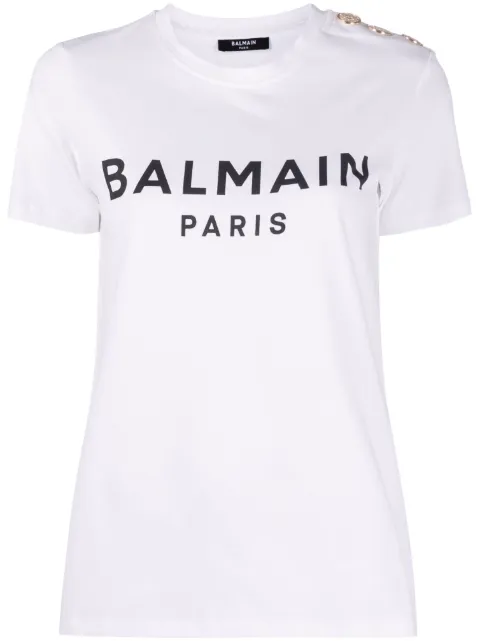 Balmain T-shirt with Balmain Paris print White BF1EF005BB02