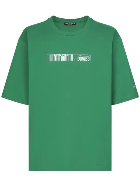 Dolce & Gabbana DGVIB3 barcode-print cotton T-shirt Green G8PB8TG7K3D