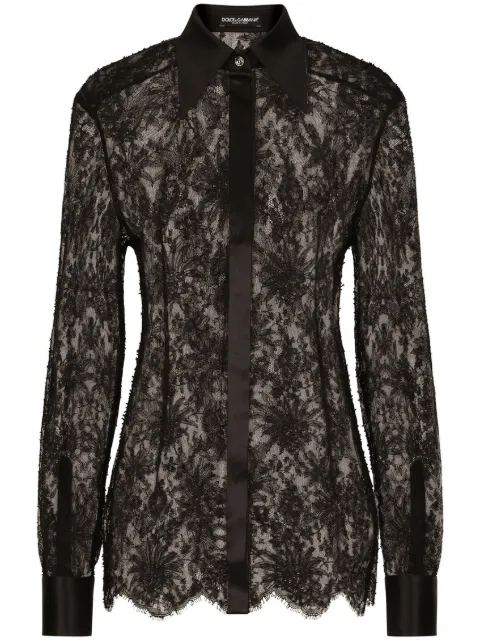 Dolce & Gabbana chantilly lace shirt with satin details Black F5R42TMLMAE