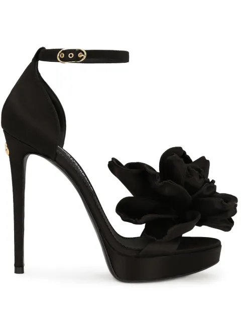 Dolce & Gabbana 105mm Keira floral-appliqué sandals Black CR1622AR572