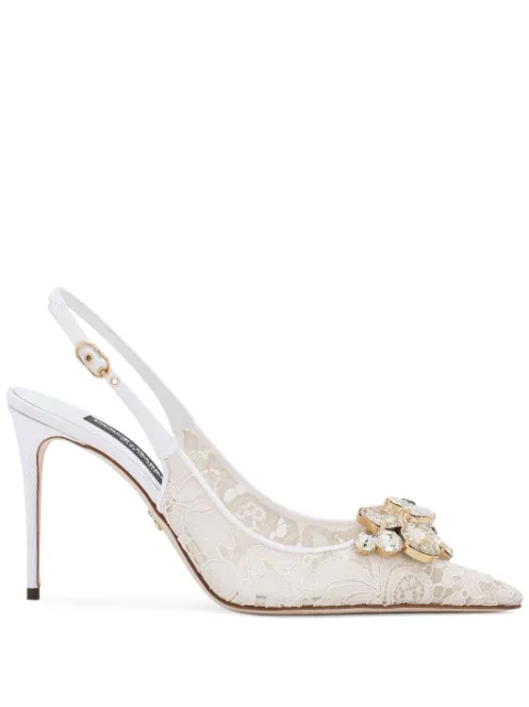 Dolce & Gabbana Rainbow lace slingbacks in lurex lace Neutrals CG0712AQ074