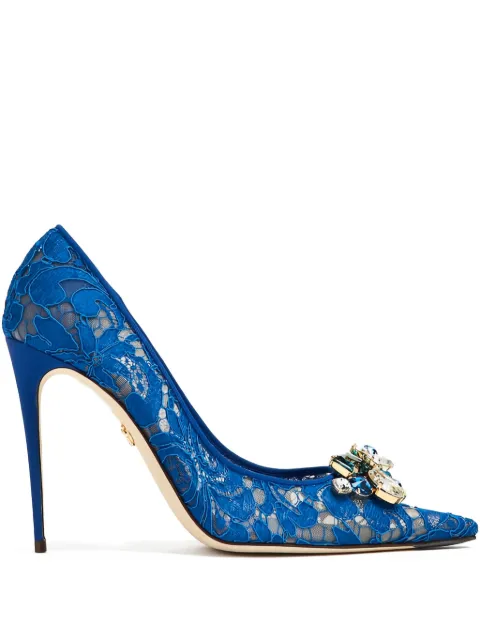 Dolce & Gabbana Rainbow lace jewel-embellished pumps Blue CD1823AQ074