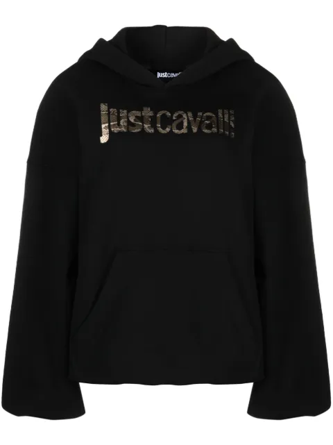 Just Cavalli logo-print cotton hoodie Black 75PAIG01CF302