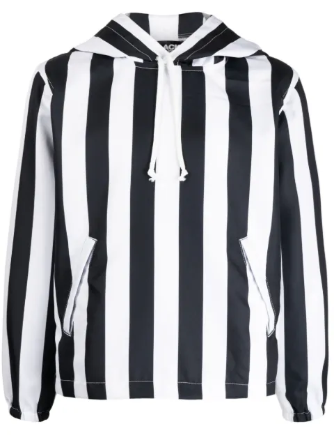 Black Comme Des Garçons striped long-sleeved hoodie White 1KJ024052