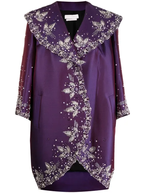 Saiid Kobeisy Mikado beaded satin-finish jacket Purple CAPS2322