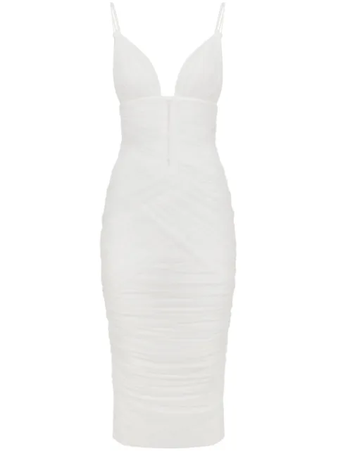 Dolce & Gabbana midi draped tulle dress White F6DEUTFLRC0