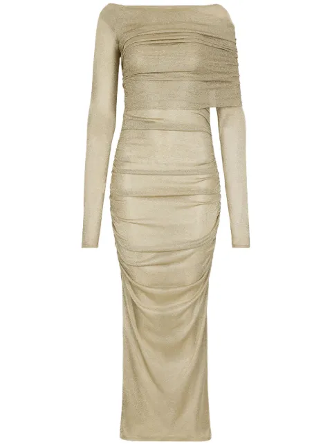 Dolce & Gabbana lurex mesh calf-length dress Gold F6DETTHU7PW